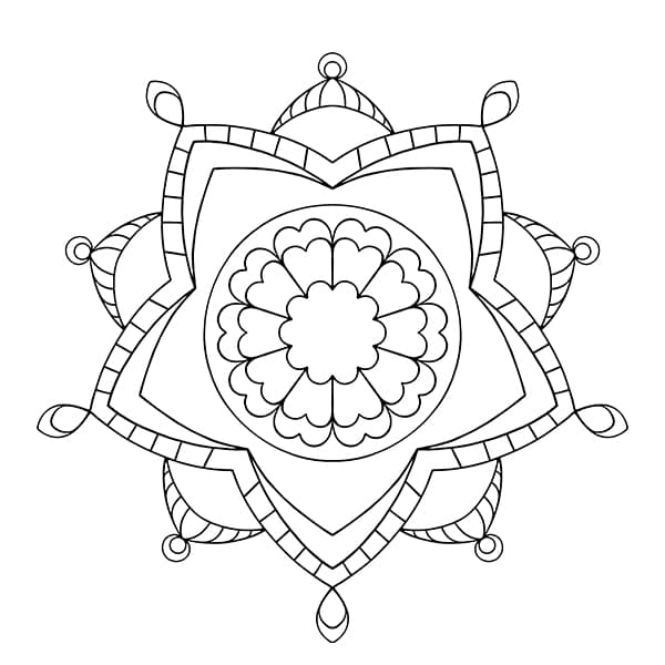 Easy 5-Face Mandala Coloring Page
