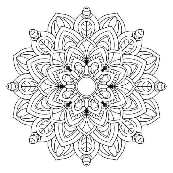Hindi-Style Lotus Mandala Coloring Page