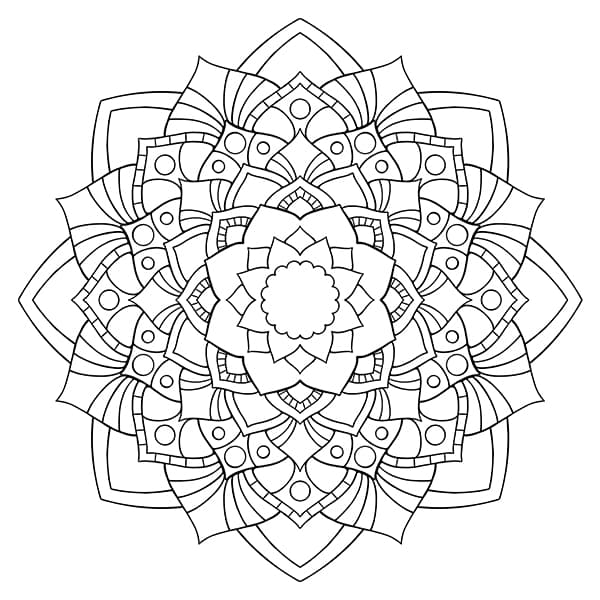 Loop-Style Lotus Mandala Coloring Page