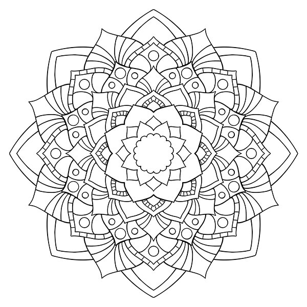 Loop-Style Lotus Mandala Coloring Page Image