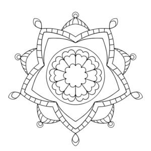 Easy 5-Face Mandala Coloring Page Facebook Image