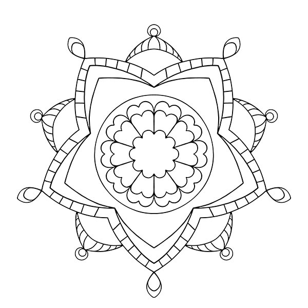 Easy 5-Face Mandala Coloring Page Facebook Image