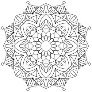 Floral Hindi Mandala Coloring Page Image