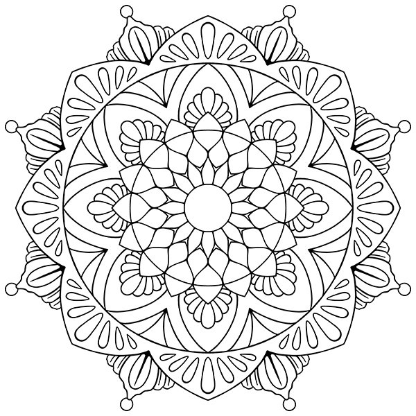 Floral Hindi Mandala Coloring Page Image