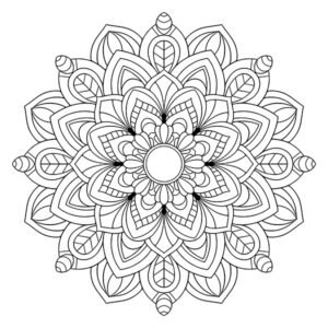 Hindi-Style Lotus Mandala Coloring Page Image