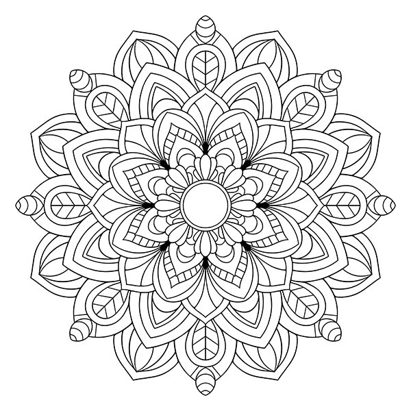 Hindi-Style Lotus Mandala Coloring Page Image