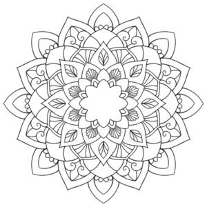 Hindu-Style Mandala Coloring Page Image