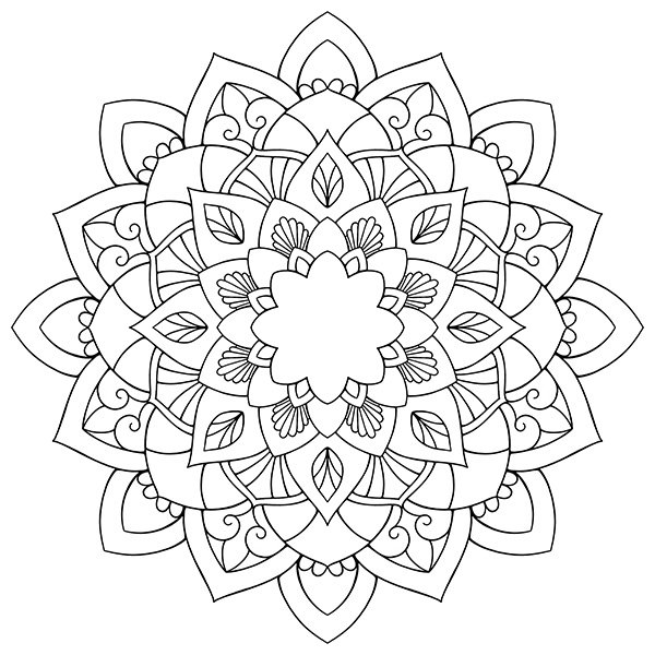 Hindu-Style Mandala Coloring Page Image