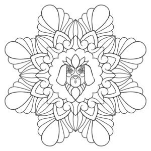 Simple Dog Mandala Coloring Page Image