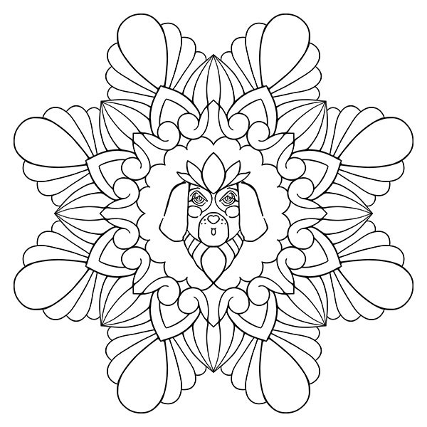 Simple Dog Mandala Coloring Page Image