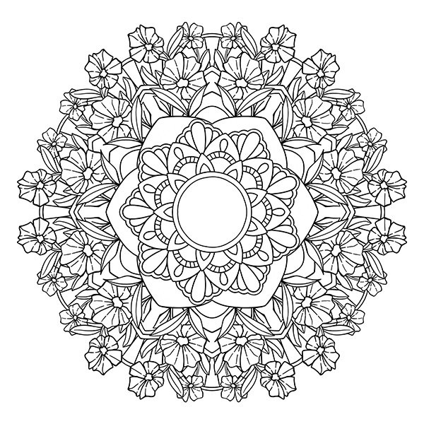 Floral Mandala Coloring Page Image