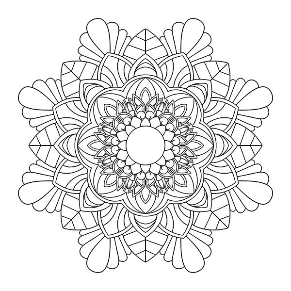 Loop-Style Lotus Mandala Coloring Page Image