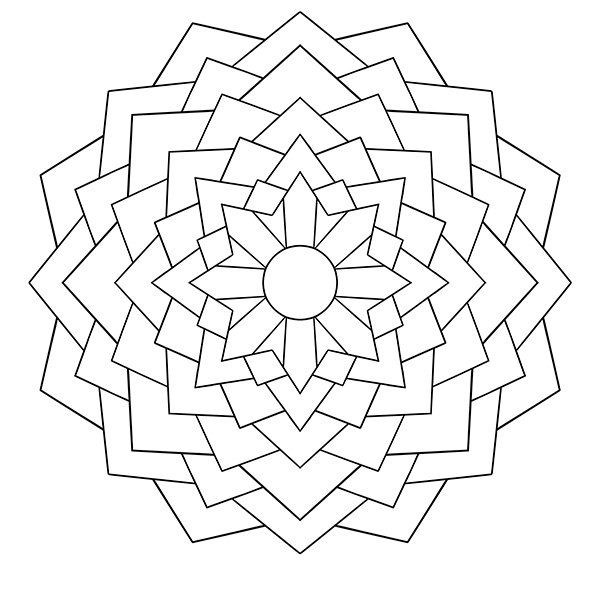 Easy Multi-Star Mandala Coloring Page Image