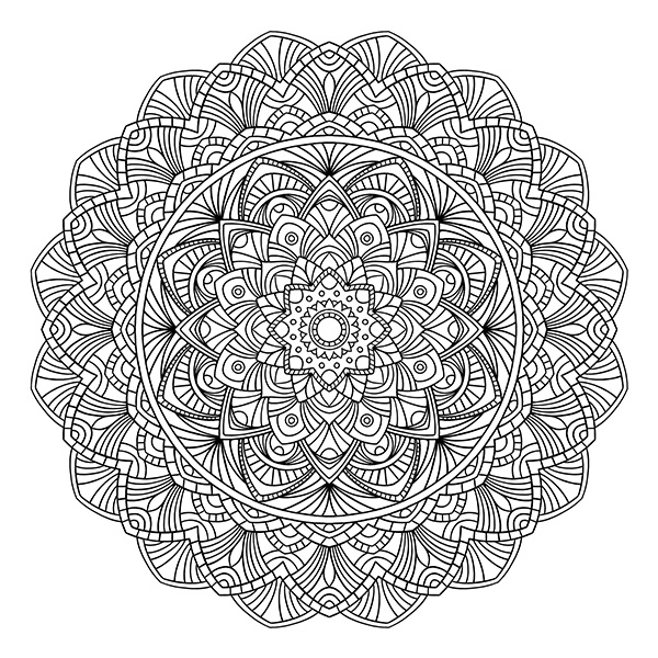 Classic Rounded Star Mandala Coloring Page Image