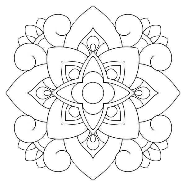 Simple Abstract Mandala Coloring Page Image