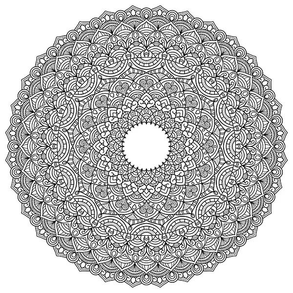 Cute Complex Advanced Mandala Coloring Page Image