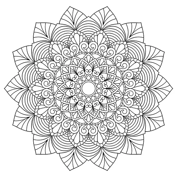 Cute Traditional Tibetan Mandala Coloring Page Image