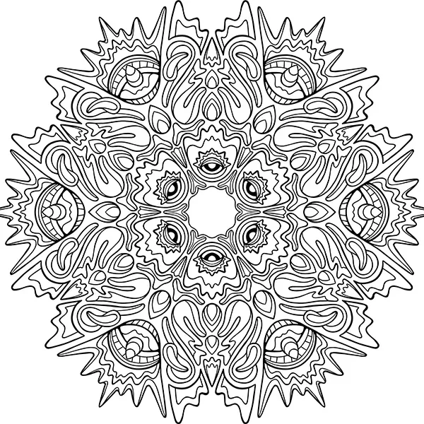 Acid Burning Eyes Mandala Coloring Page Image