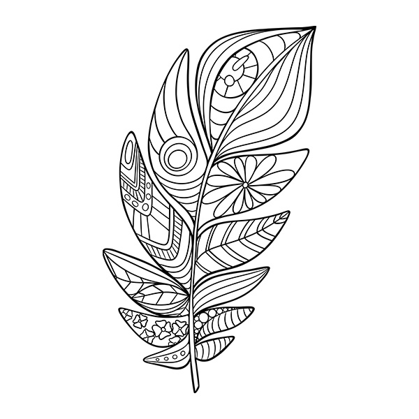 Zentangle Feather Coloring Page Image