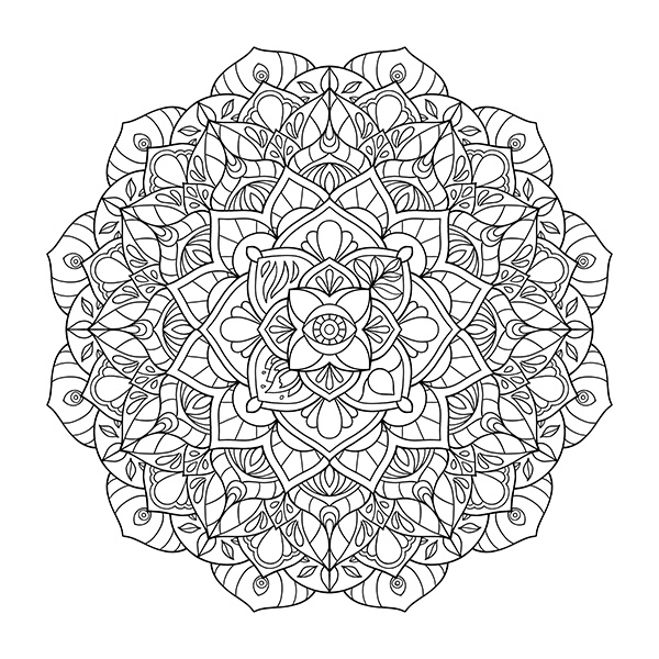 Four Elements Mandala Coloring Page - Earth, Water, Air, Fire Image