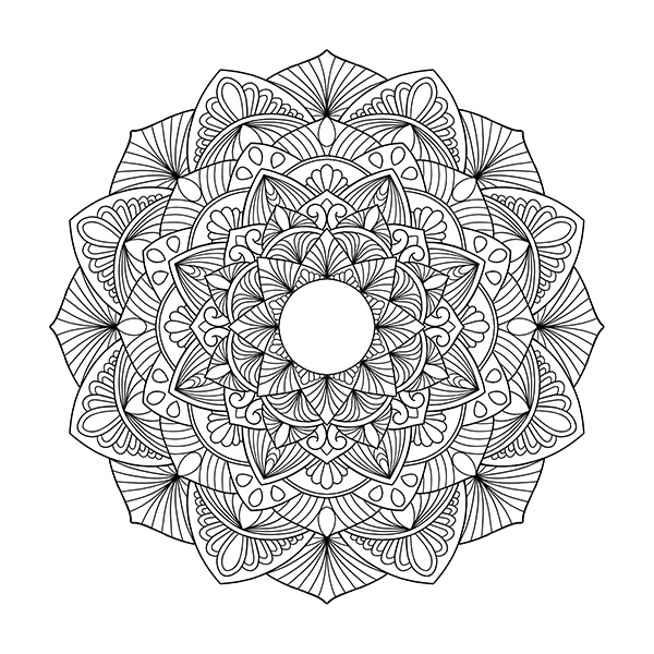 Traditional Mandala Coloring Page with Complex Lines - Advanced Design Image