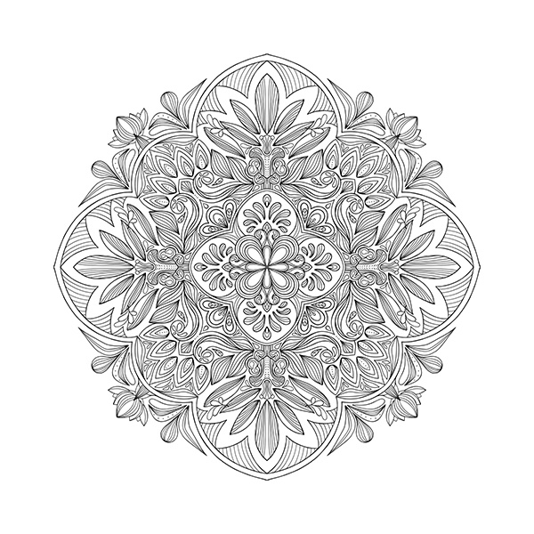 Complex Lines Tropical Leaves Mandala Coloring Page - Lush Intricate Design Image