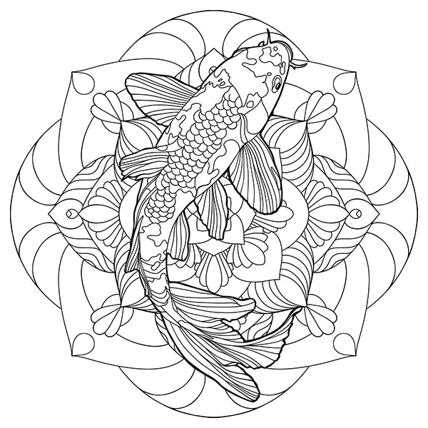 Graceful Koi Fish Mandala Dance
