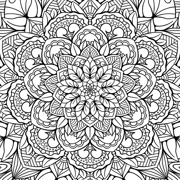 Intricate Full Page Floral Mandala Coloring Page